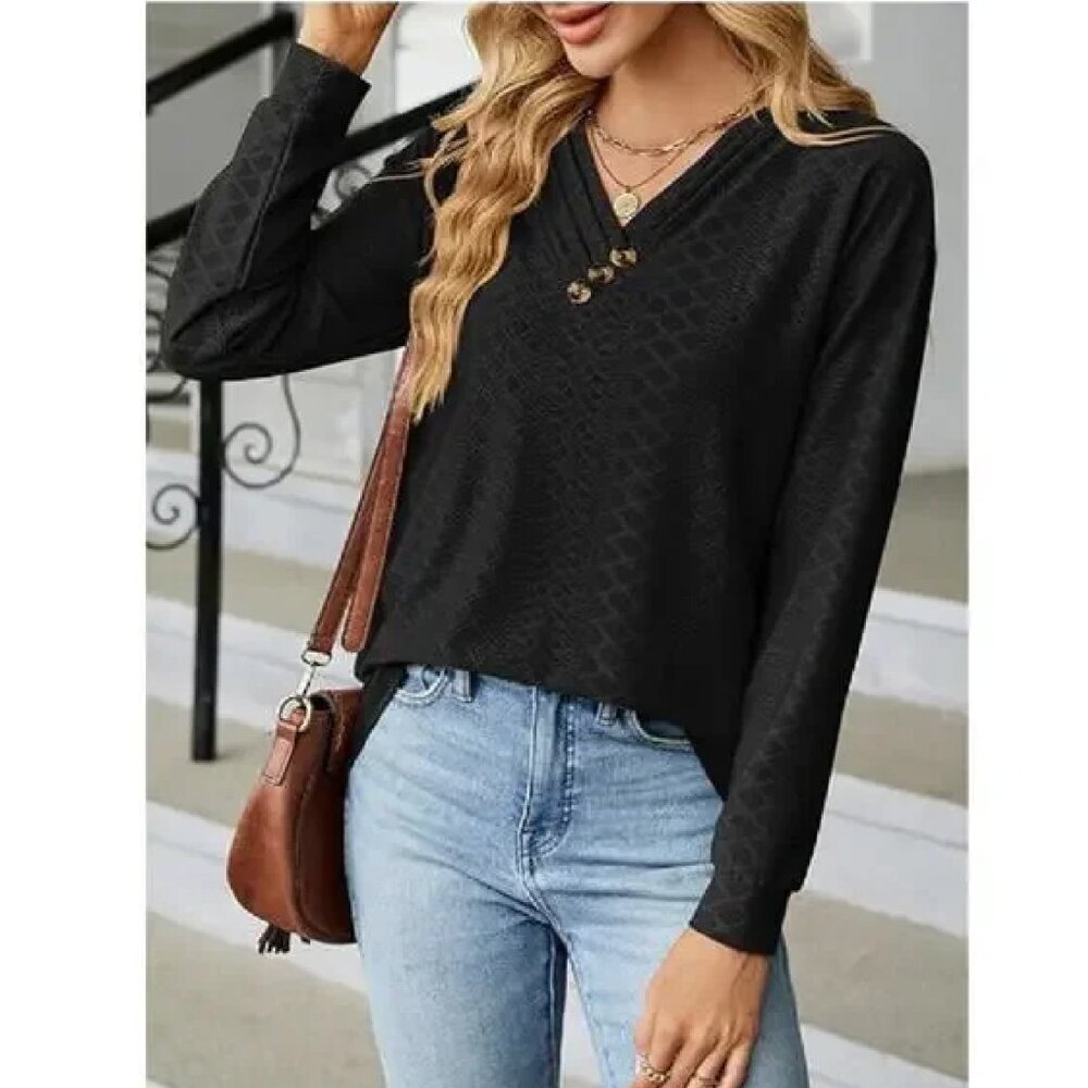 YATHON Women's Tops Dressy Casual Fall Long Sleeve Fashion Ladies Loose Fit - Picture 5 of 5